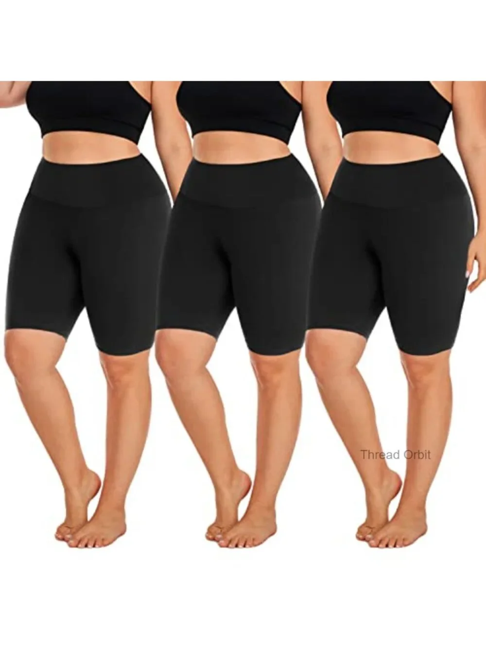 Plus Size High Waisted Biker Shorts 3 Pack with Tummy Control